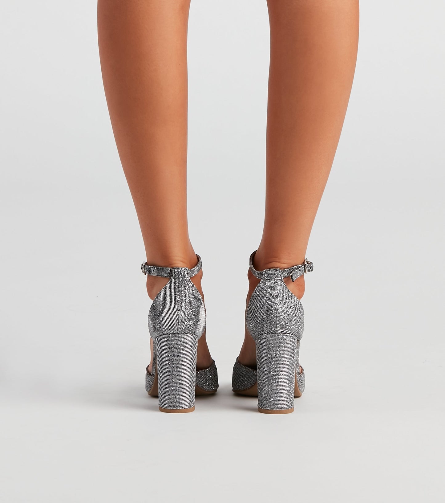 Dazzle Glitter Mesh Block Heels
