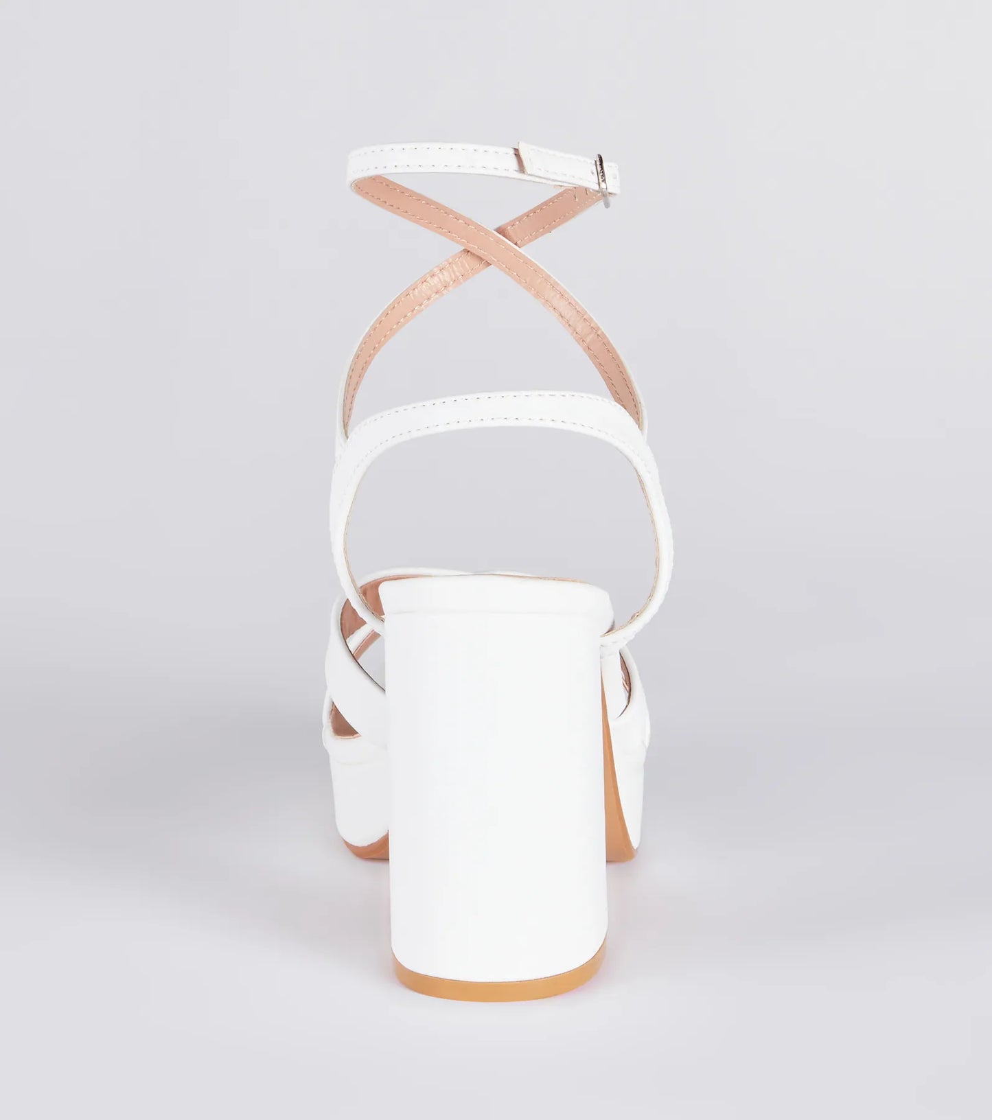 Criss Cross And Tell Platform Block Heels
