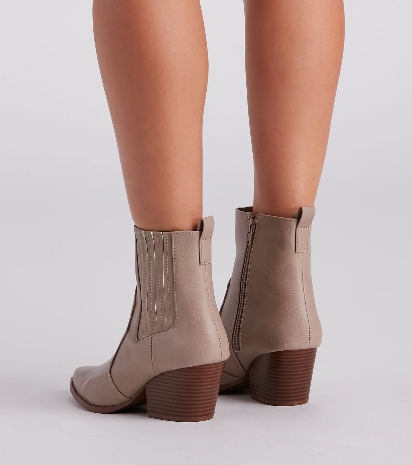 Country Kicks Faux Leather Block Booties
