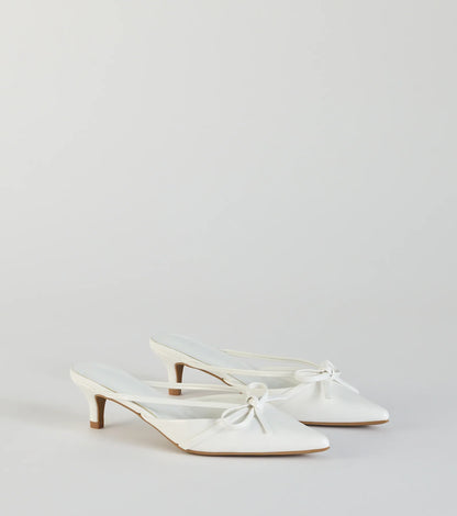 Sweetest Thing Bow Kitten Heel Mules
