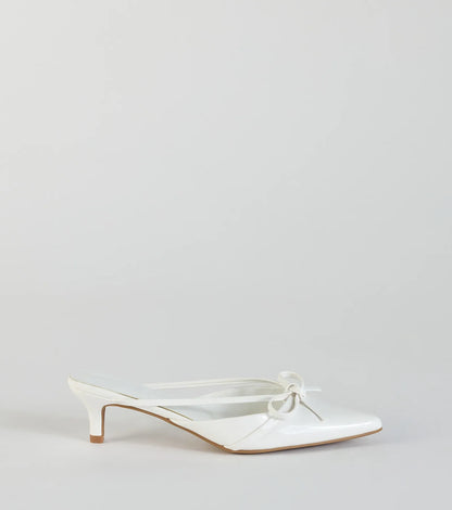 Sweetest Thing Bow Kitten Heel Mules