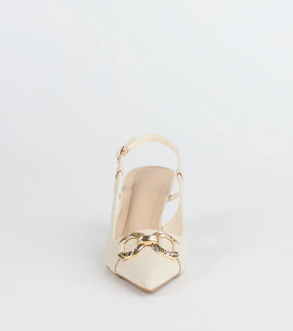 Summer Fave Linen Slingback Stiletto Pumps