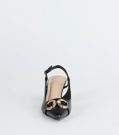 Trendy Buckle Slingback Stiletto Pumps