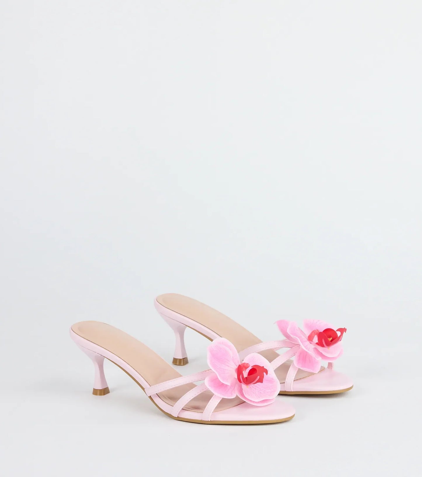 Vacay Ready Flower Strap Stiletto Mules