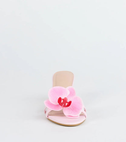Vacay Ready Flower Strap Stiletto Mules