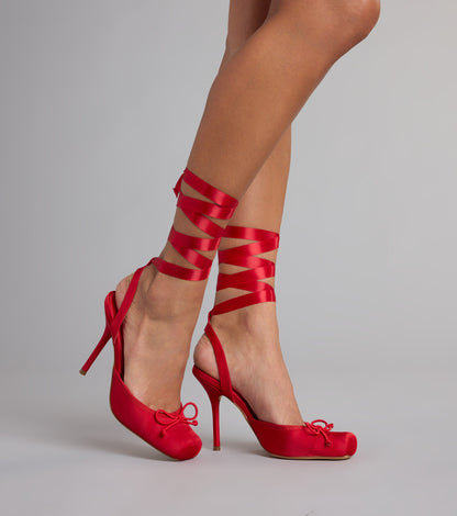 Tie It Up Satin Ballet Heels