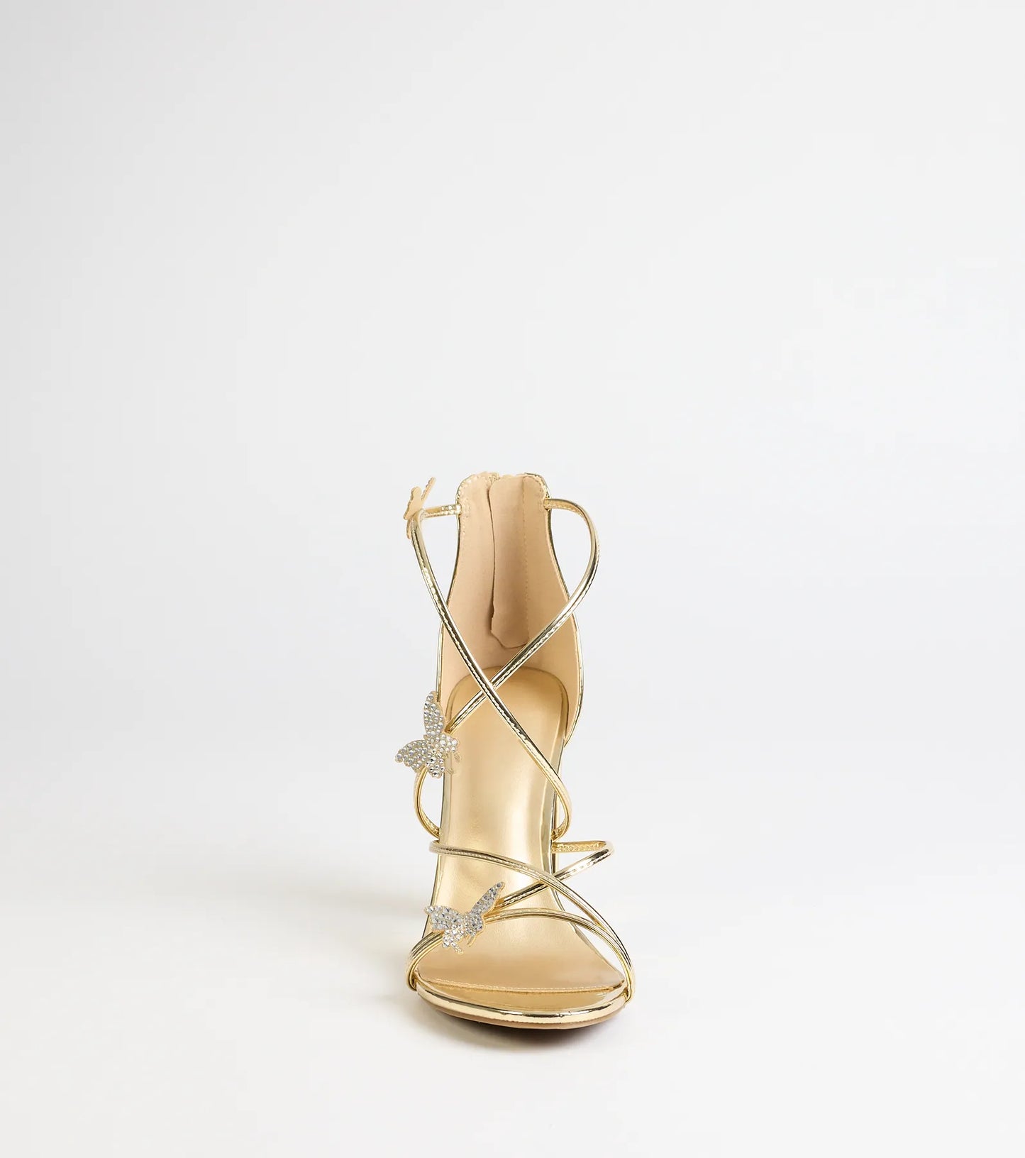 Whimsically Chic Butterfly Rhinestone Block Heels