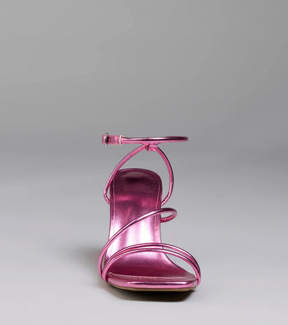 Edgy Elegance Metallic Strappy Stiletto Heels