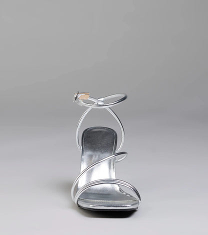 Edgy Elegance Metallic Strappy Stiletto Heels