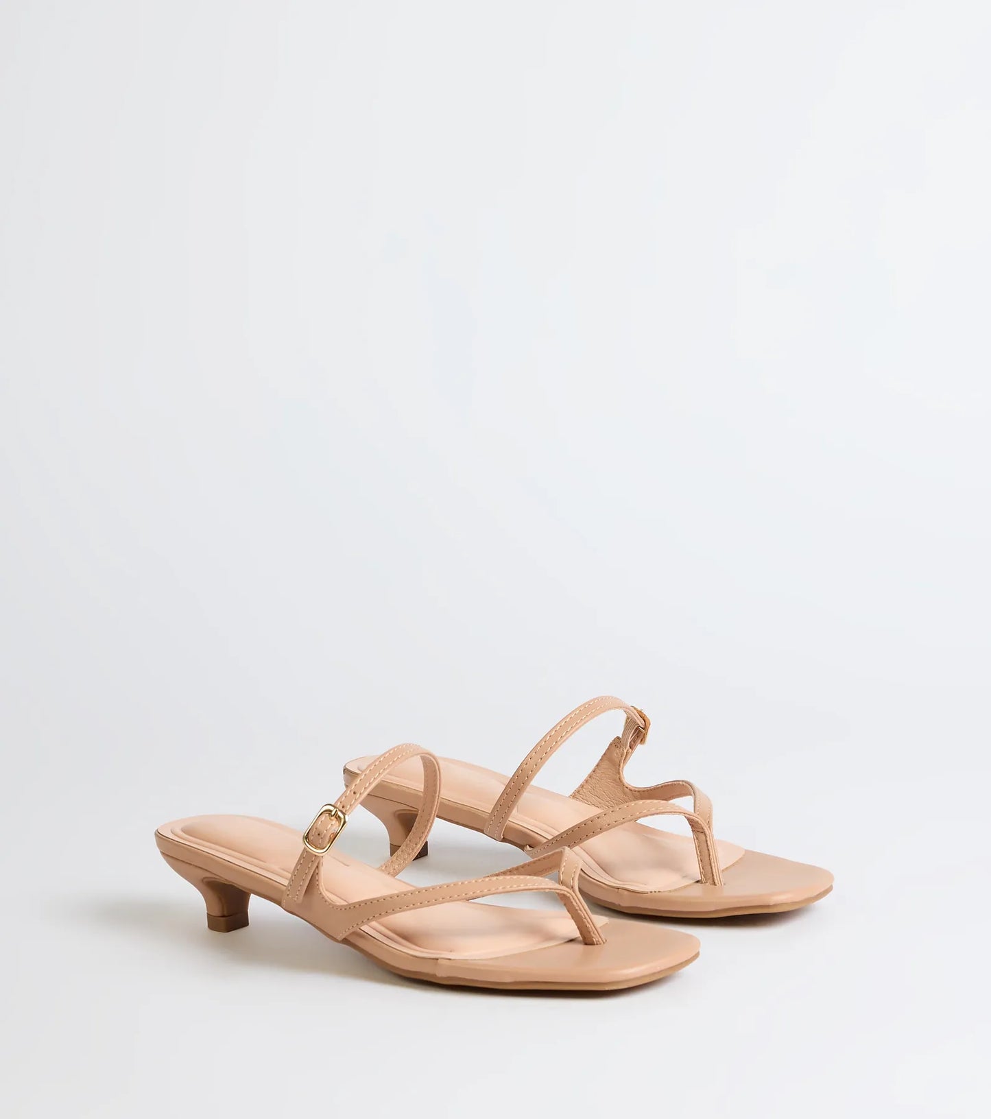 Chic Trend Thong Strap Kitten Heel Mules