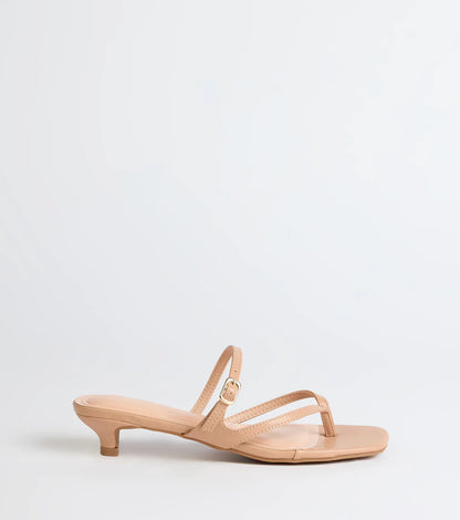 Chic Trend Thong Strap Kitten Heel Mules