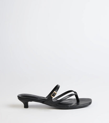 Chic Trend Thong Strap Kitten Heel Mules