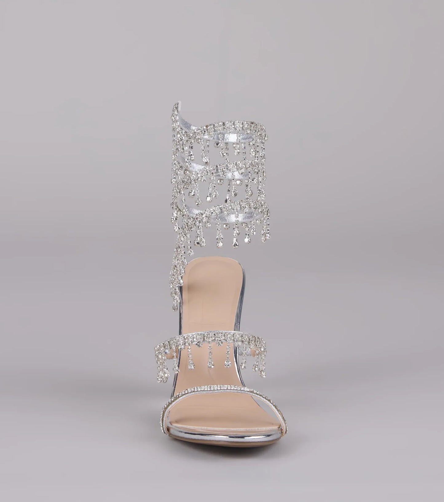 Keep It Gorgeous Rhinestone Spiral Block Heels