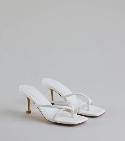 Out And About Strappy Thong Stiletto Mules
