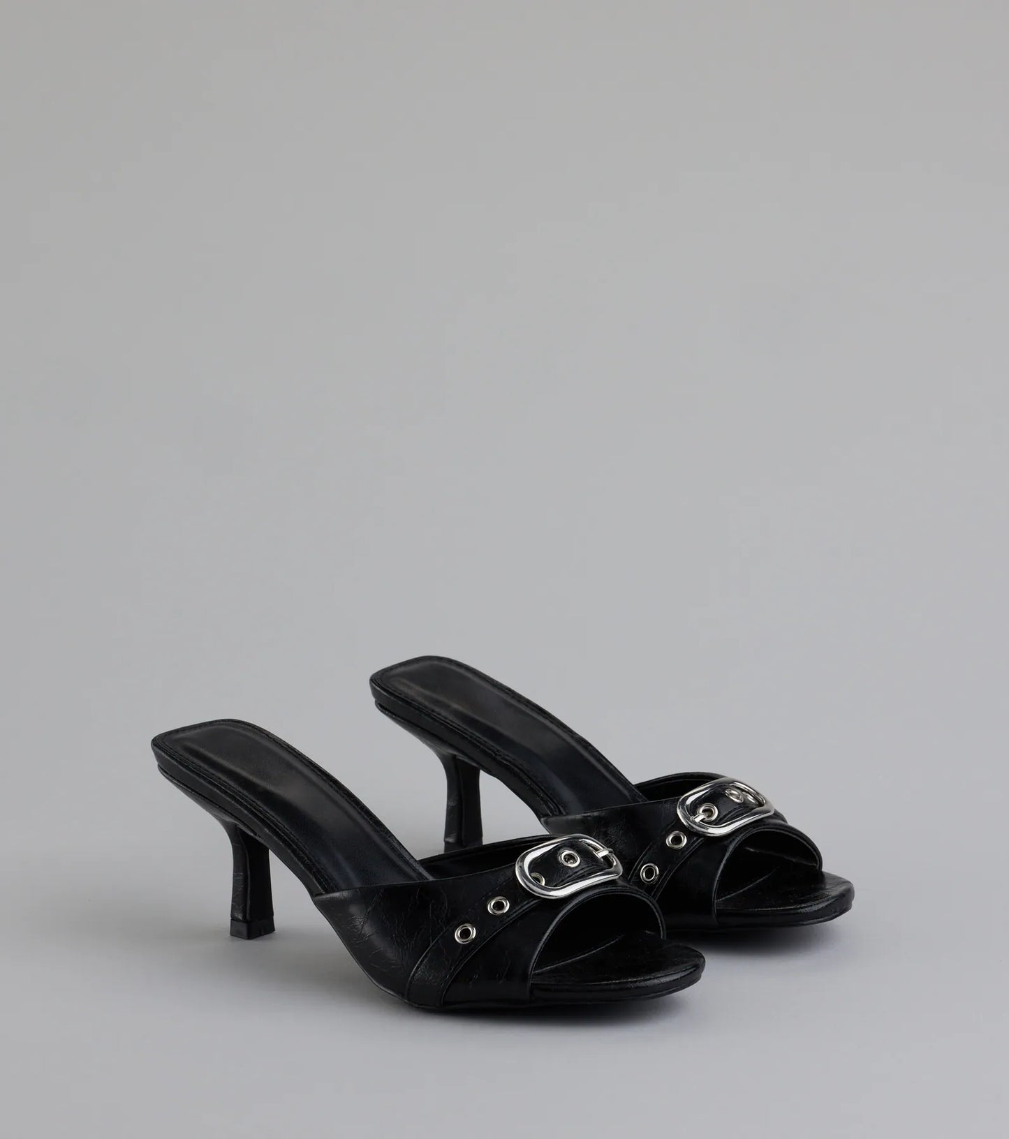 Brunch To Cocktails Buckle Stiletto Mules