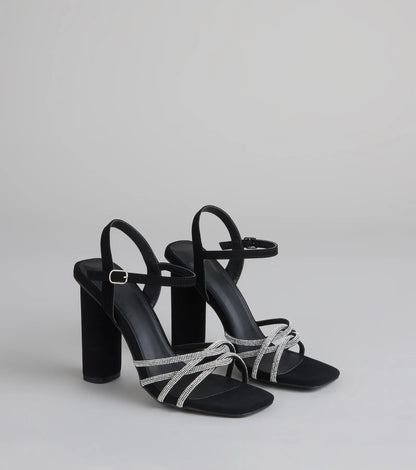 Glow Getter Twisted Rhinestone Heels