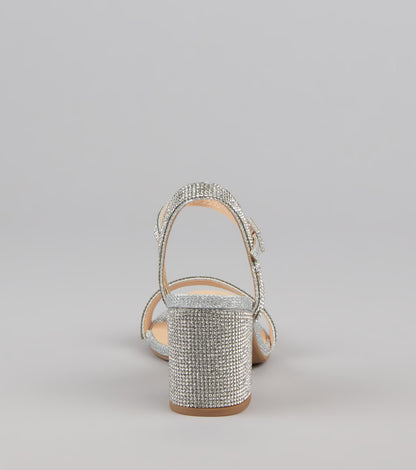 Step Into Sparkle Rhinestone Block Heels