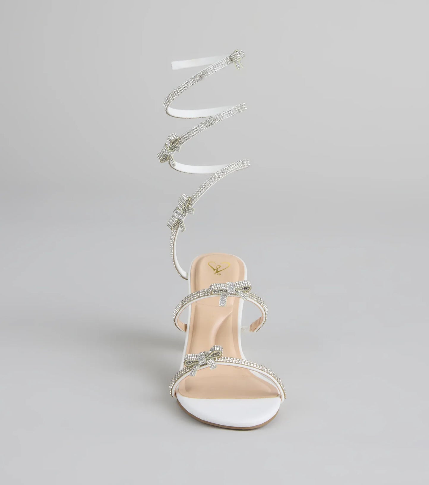 Put A Bow On It Rhinestone Bow Spiral Heels