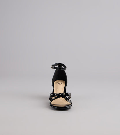 City Lights Bow Grommet Block Heels