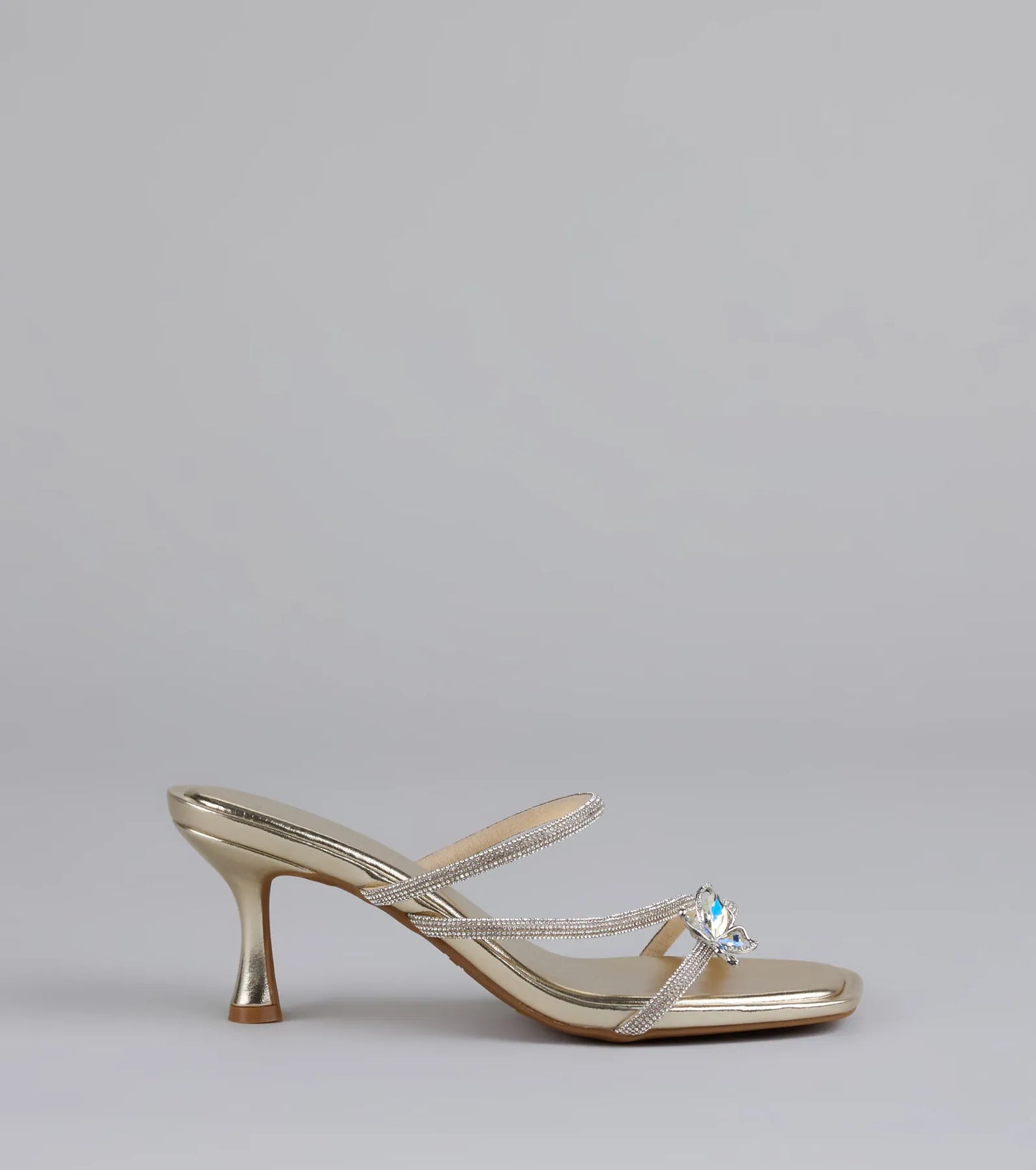Butterfly Kisses Rhinestone Metallic Heels