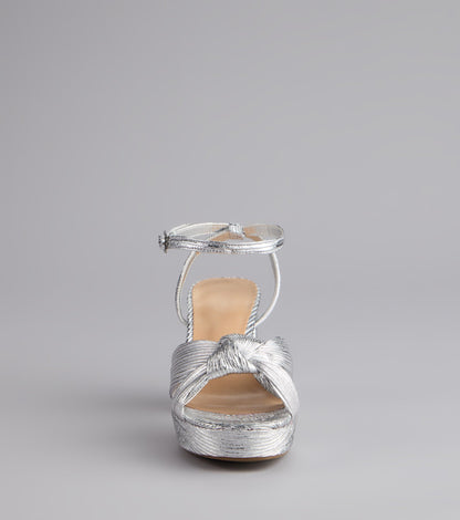 Shimmer Steps Metallic Block Heels