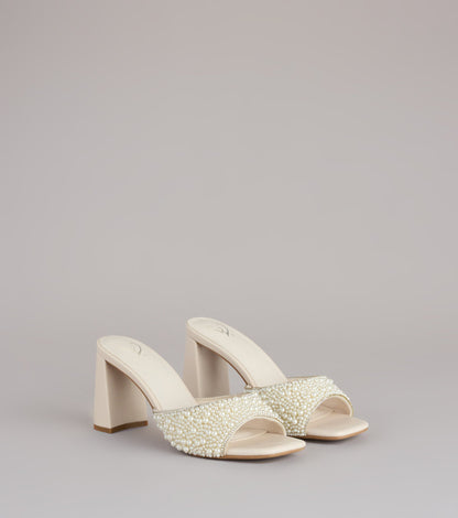 Classy And Cute Faux Pearl Block Heels