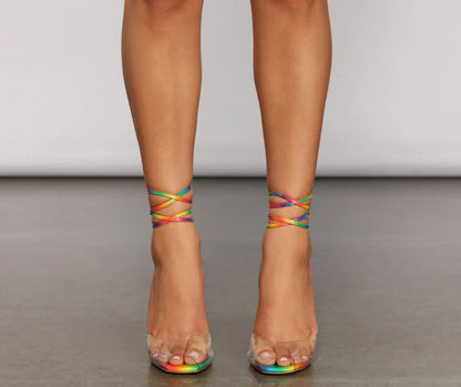 Life of the Party Rainbow Lace Up Heels