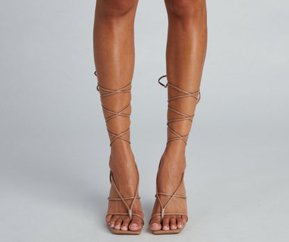 In The Zone Lace Up Stiletto Heels