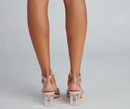 Falling For Glam Lucite Block Heels