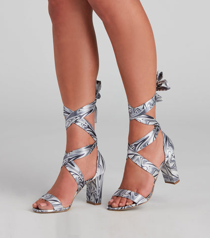 Vibe Out Y2K Lace-Up Block Heels