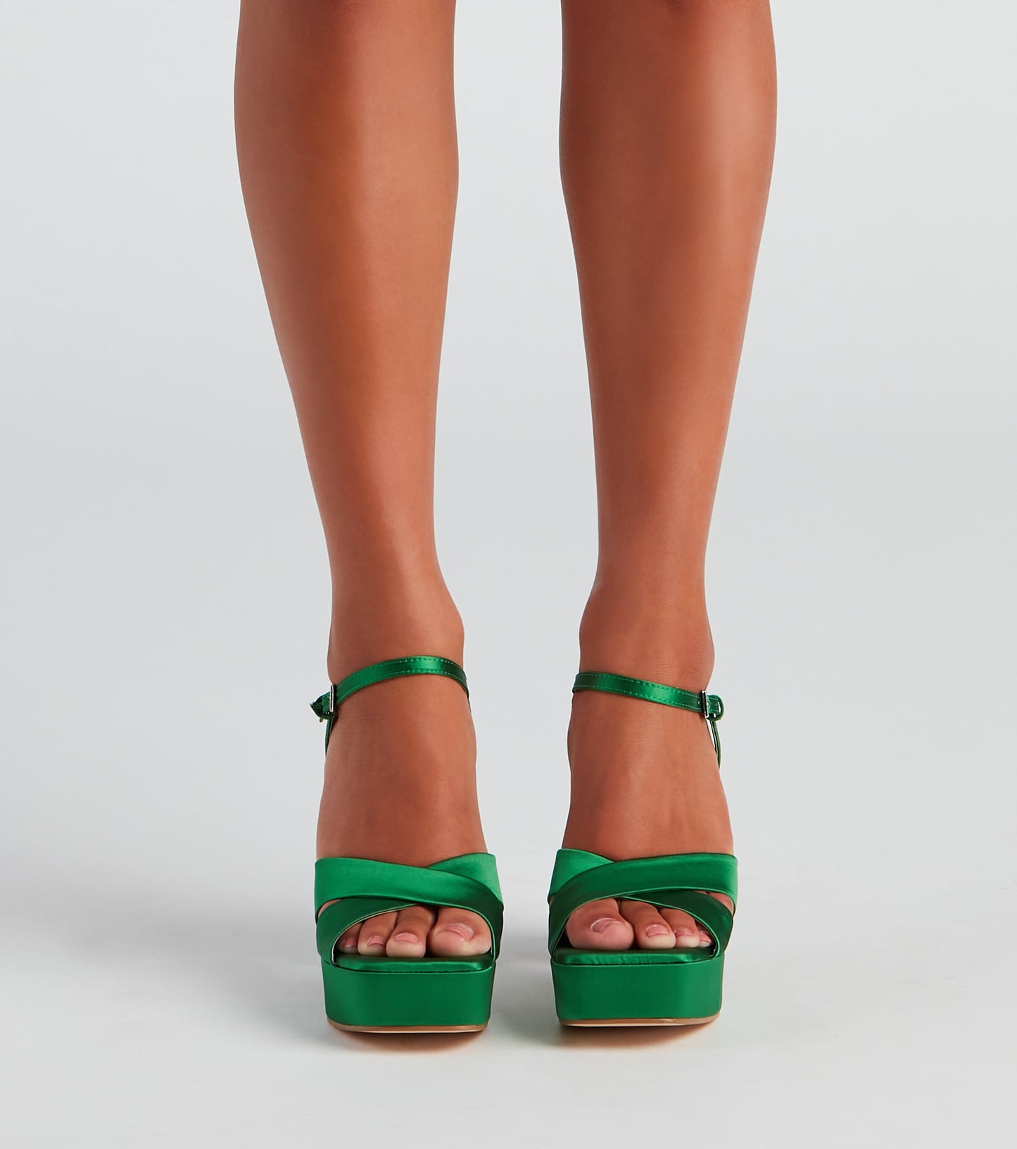 Party Perfect Satin Platform Block Heels
