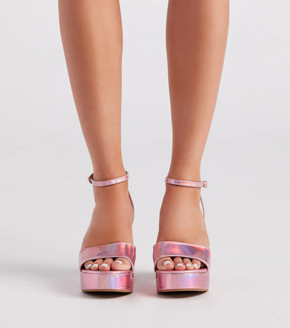 Just Like That Chrome Platform Heels