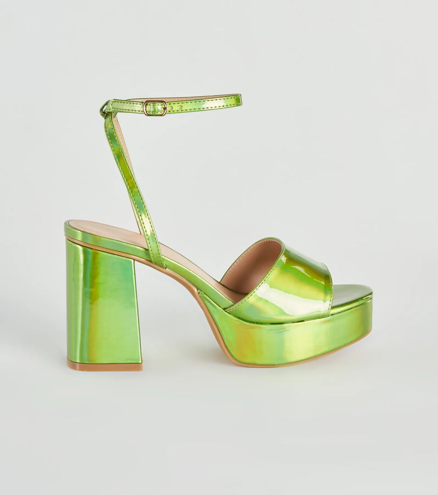 Just Like That Chrome Platform Heels