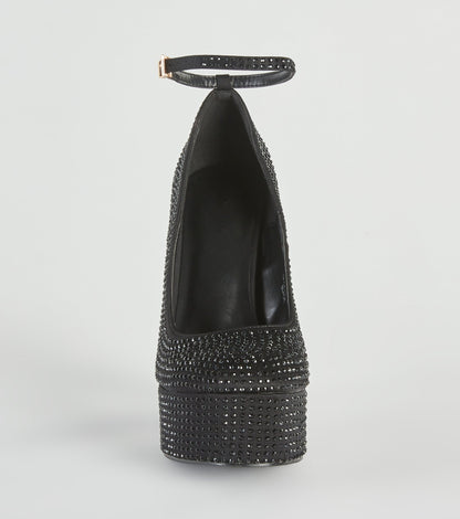 Glamour Queen Rhinestone Platform Pumps
