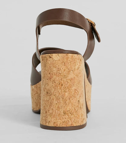 Up A Notch Cork Platform Block Heels
