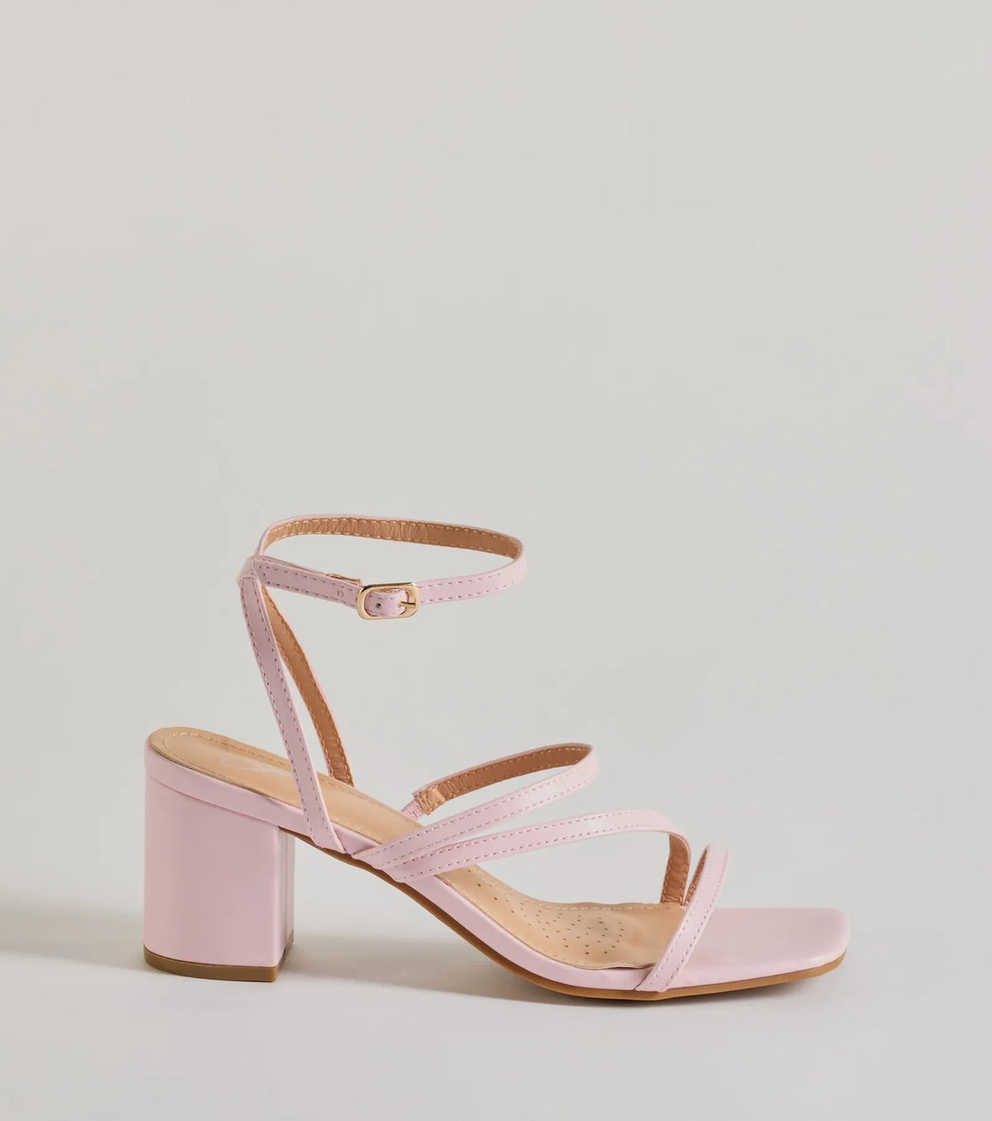 Style Icon Strappy Faux Leather Short Block Heels