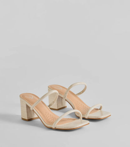 City Strolls Strappy Faux Leather Block Heels