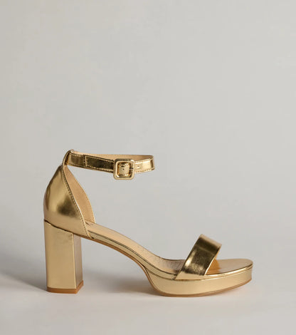 Bring The Shine Metallic Faux Leather Platform Heels