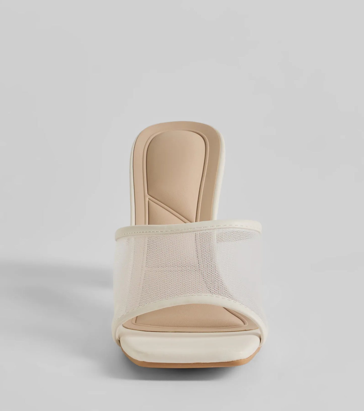 Desk To Dates Mesh Faux Leather Block Heels
