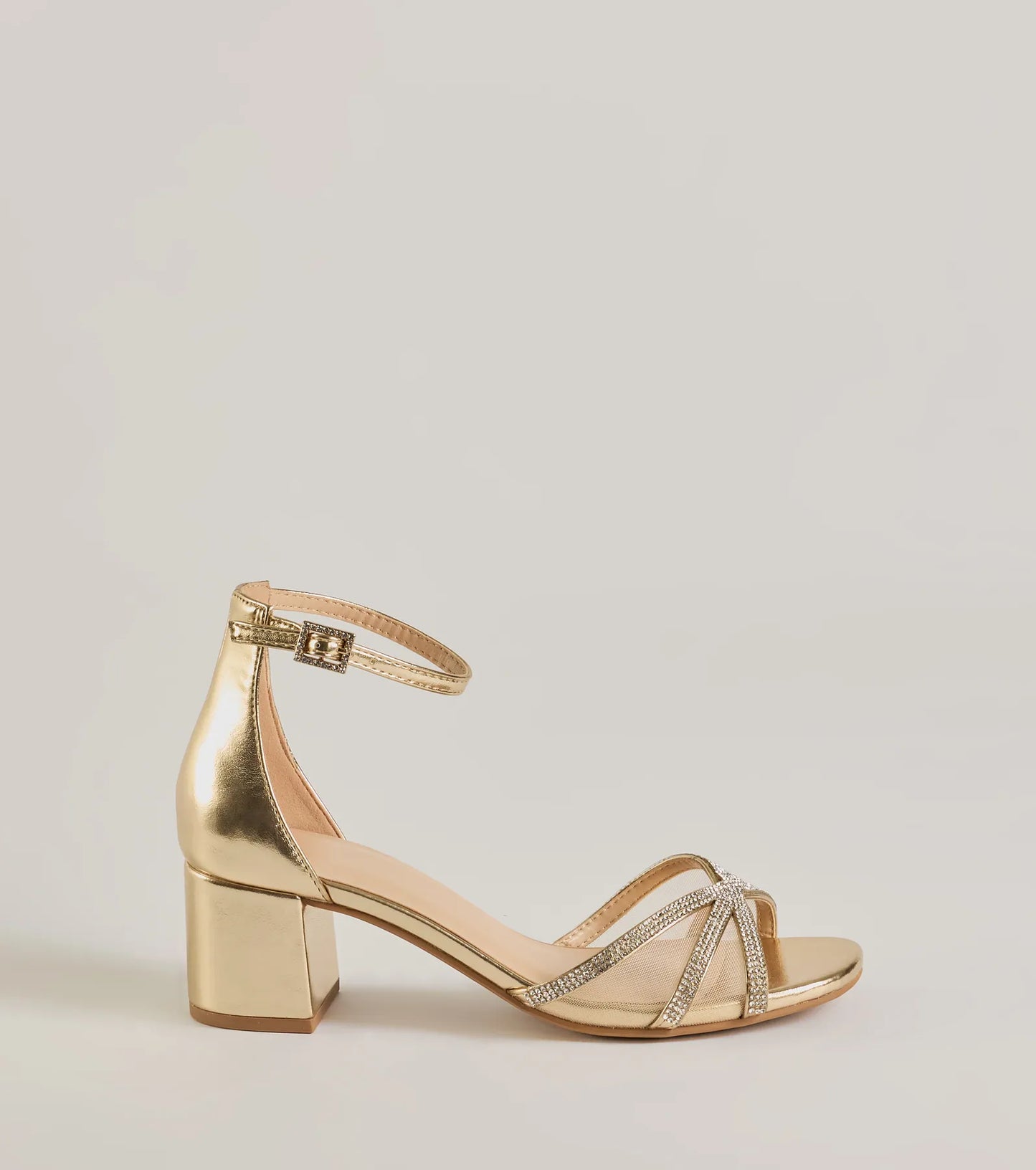 Mesmerizing Luxe Strappy Rhinestone Low-Block Heels