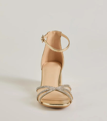Mesmerizing Luxe Strappy Rhinestone Low-Block Heels