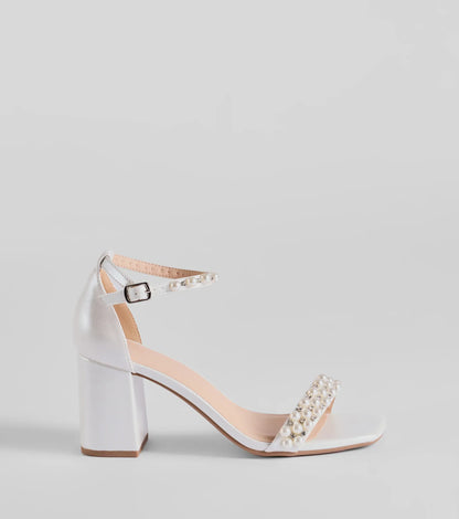 Endless Luxe Faux Pearl and Rhinestone Block Heels