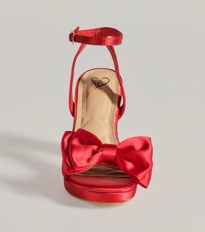 Icon Era Satin Bow Strap Platform Heels