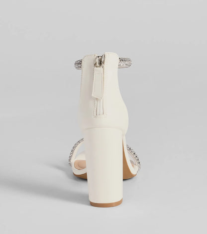 Glam Moves Rhinestone Strap Block Heels