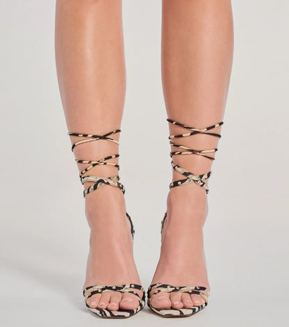 Endless Glam Laced-Up Rhinestone Stiletto Heels