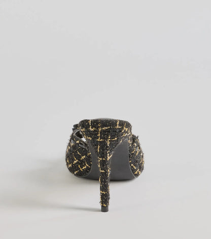 Sophisticated Charm Houndstooth Mules