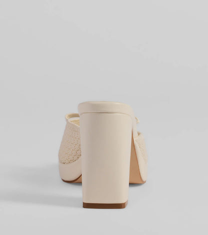 Cute Vibes Bow Platform Knit Mules