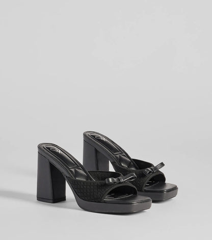 Cute Vibes Bow Platform Knit Mules