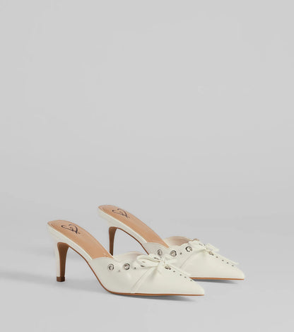 Sweetest Gift Closed Toe Bow Stiletto Pumps