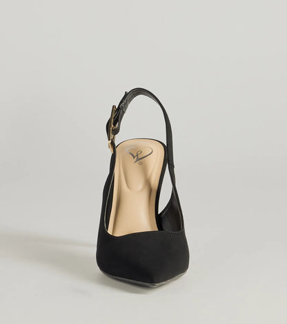 Classically Chic Buckle Slingback Pumps